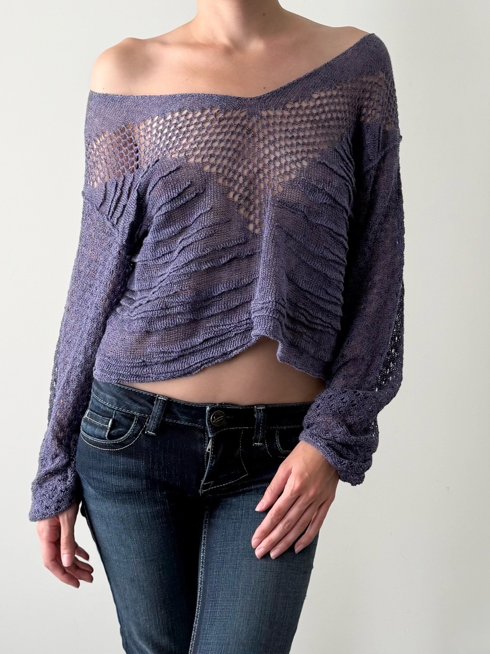 Free people purple knit blouse